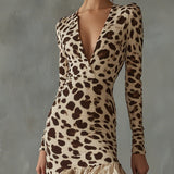 Olga – Leopard Print Midi Dress