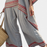 Rossella – Sophisticated Asymmetric Blouse and Wide-Leg Ethnic Trousers