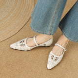 Quenby | Pointed Lattice-Cutout Mary Jane Flat