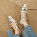 Quenby | Pointed Lattice-Cutout Mary Jane Flat