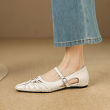Quenby | Pointed Lattice-Cutout Mary Jane Flat