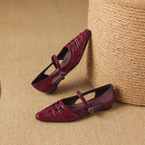 Quenby | Pointed Lattice-Cutout Mary Jane Flat