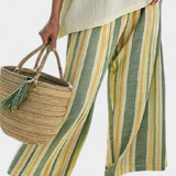 Caterina – Sophisticated Top and Striped Linen Trousers