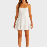 Alice - Mini Backless Dress with Bow Straps and Ruffled Skirt
