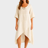 Marta - Asymmetric Cotton and Linen Dress