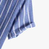 Charles | Men's Striped Linen Shirt with Stand Collar