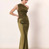 Aleida | One-Shoulder Satin Maxi Dress