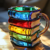 Colourful Handcrafted Book-Themed Mug