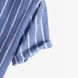 Thomas | Men's Blue Striped Summer Linen Shirt