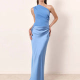 Aleida | One-Shoulder Satin Maxi Dress