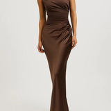Elara | Asymmetric Satin Evening Dress