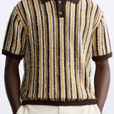 Retro Knitted Polo with Striped Pattern