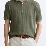 Structured Knitted Polo with Zip Fastening