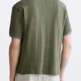Structured Knitted Polo with Zip Fastening
