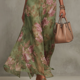 Serena | Green Floral Maxi Dress with Wrap Neckline