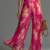 Leabella | Fuchsia Floral Pleated Jumpsuit