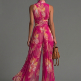 Leabella | Fuchsia Floral Pleated Jumpsuit