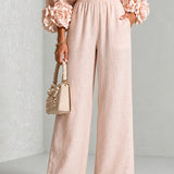 Lenna | Floral-Sleeve Top & Wide-Leg Trousers Set