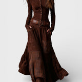 Graciete - Suede Dress with Belt