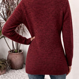Marlowe | Burgundy Ribbed Knit Cardigan with Button