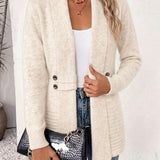 Rosalie | Ribbed Knit Cardigan in Cream with Buttons