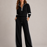 Half-Zip Jumper and Wide-Leg Trousers Set for Women