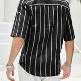 Samuel | Short-Sleeve Summer Henley Shirt with Striped Pattern