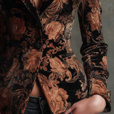 Celeste | Black and Bronze Floral Blazer