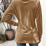 Sutton | Camel Velvet Cardigan with Button Tab