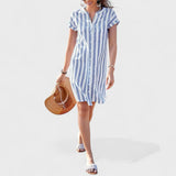 Martina - Elegant Striped Shirt Dress