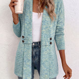Nova | Ribbed Knit Cardigan with Button Tab in Aqua