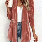 Sienna | Rust Velvet Cardigan with Button Tab