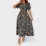 Amelia – Round Neck Dress with Floral Print
