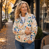 Imogene | Zip-Up Cardigan, Botanical Print