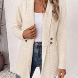 Rosalie | Ribbed Knit Cardigan in Cream with Buttons