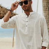 Asher | Lightweight Beach Shirt with Stand Collar & Casual Elegance