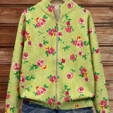 Constance | Zip-Up Cardigan, Pink and Lime Floral