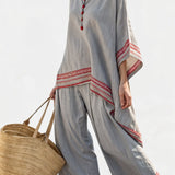 Rossella – Sophisticated Asymmetric Blouse and Wide-Leg Ethnic Trousers