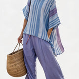 Carlotta – Elegant Lavender and Sky Blue Top and Linen Trousers