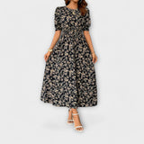 Amelia – Round Neck Dress with Floral Print