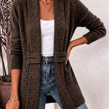 Camille | Ribbed Knit Cardigan in Chocolate with Buttons