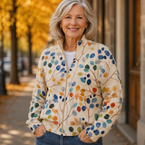 Imogene | Zip-Up Cardigan, Botanical Print