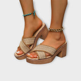Ana - Block Heels with Crossover Straps