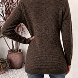 Camille | Ribbed Knit Cardigan in Chocolate with Buttons