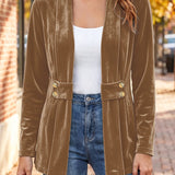Sutton | Camel Velvet Cardigan with Button Tab