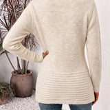 Harlow | Ribbed Knit Cardigan in Oat with Button Tab
