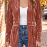 Sienna | Rust Velvet Cardigan with Button Tab