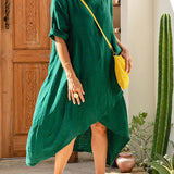 Marta - Asymmetric Cotton and Linen Dress