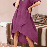 Marta - Asymmetric Cotton and Linen Dress