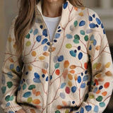 Imogene | Zip-Up Cardigan, Botanical Print